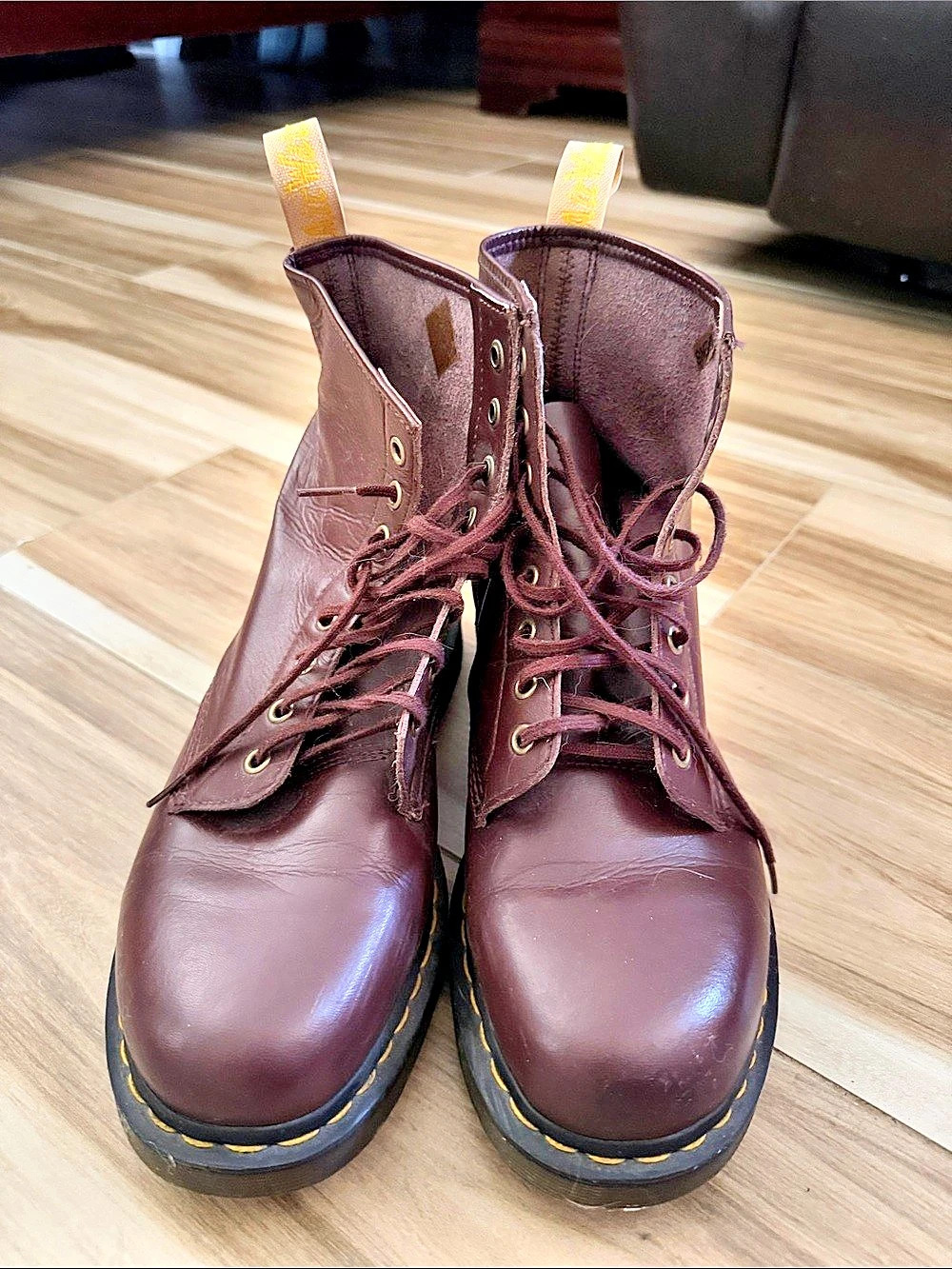 Dr. Martens 1460 Smooth VEGAN Leather 8-Eye Boots Burgundy US 11
